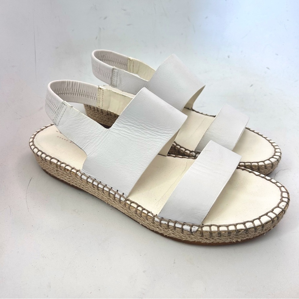 COLE HAAN Pinch Cloudfeel White Leather Espadrille Slingback Sandals Size 10 - Picture 6 of 13